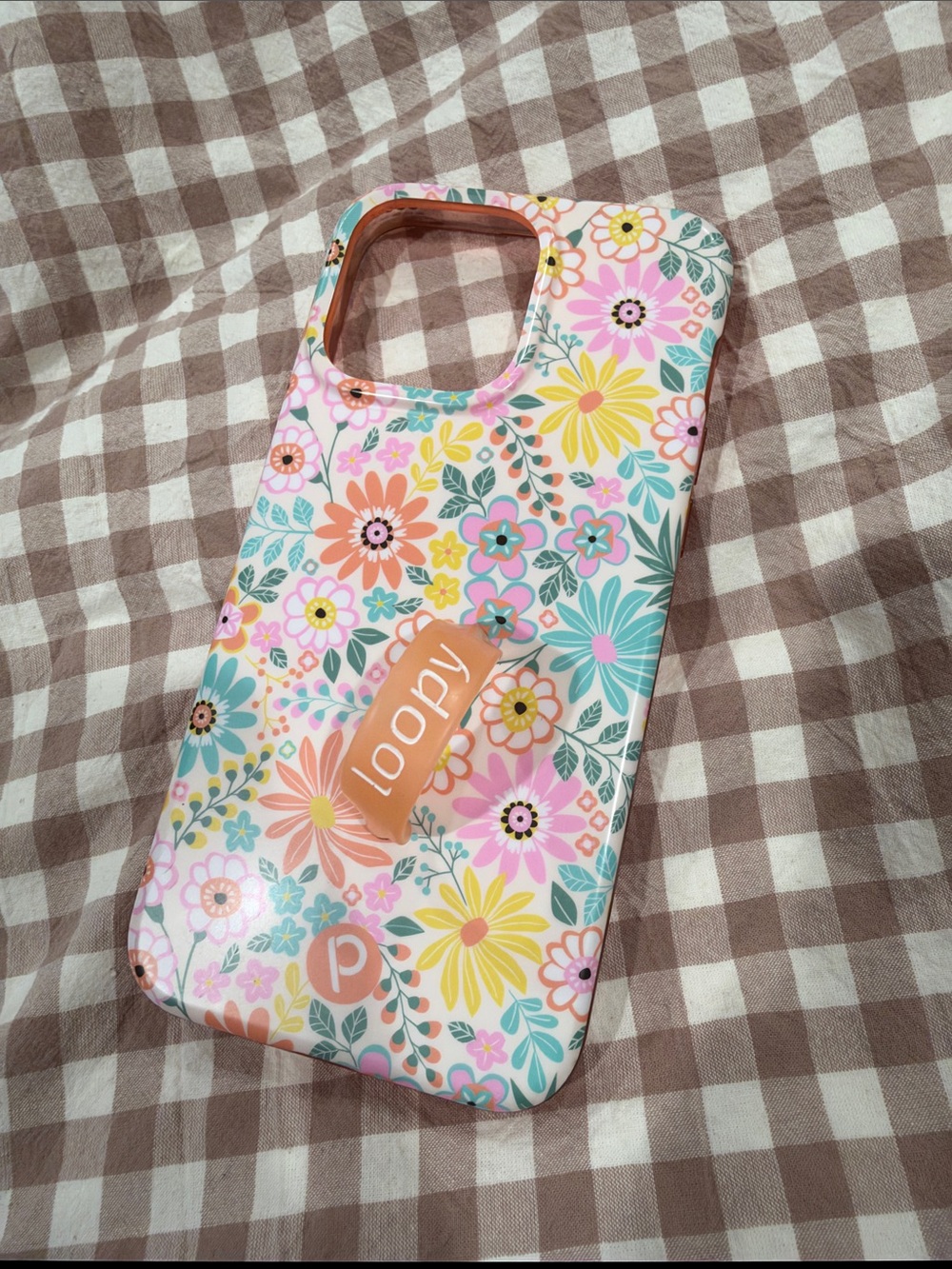 Loopy Case Pastel Floral Phone Case with Peach Loop
